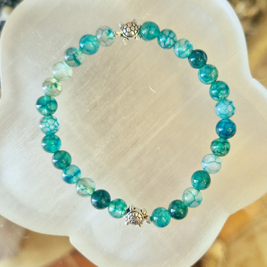 Bracelet en Agate Dragon Vert et Tortues
