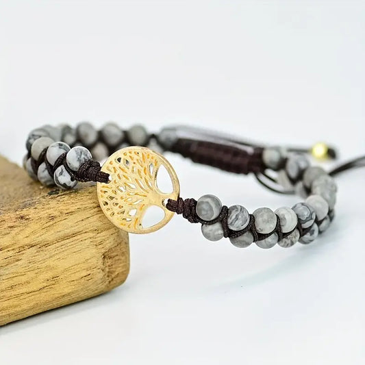 Bracelet Pierre Naturelle Tressé en Mapstone