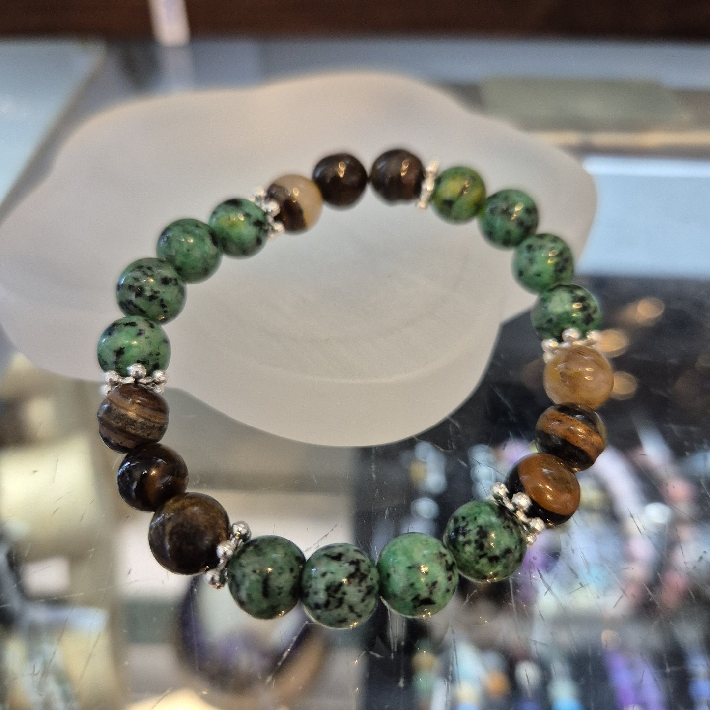Bracelet en Africain Turquoise et Oeil de Tigre