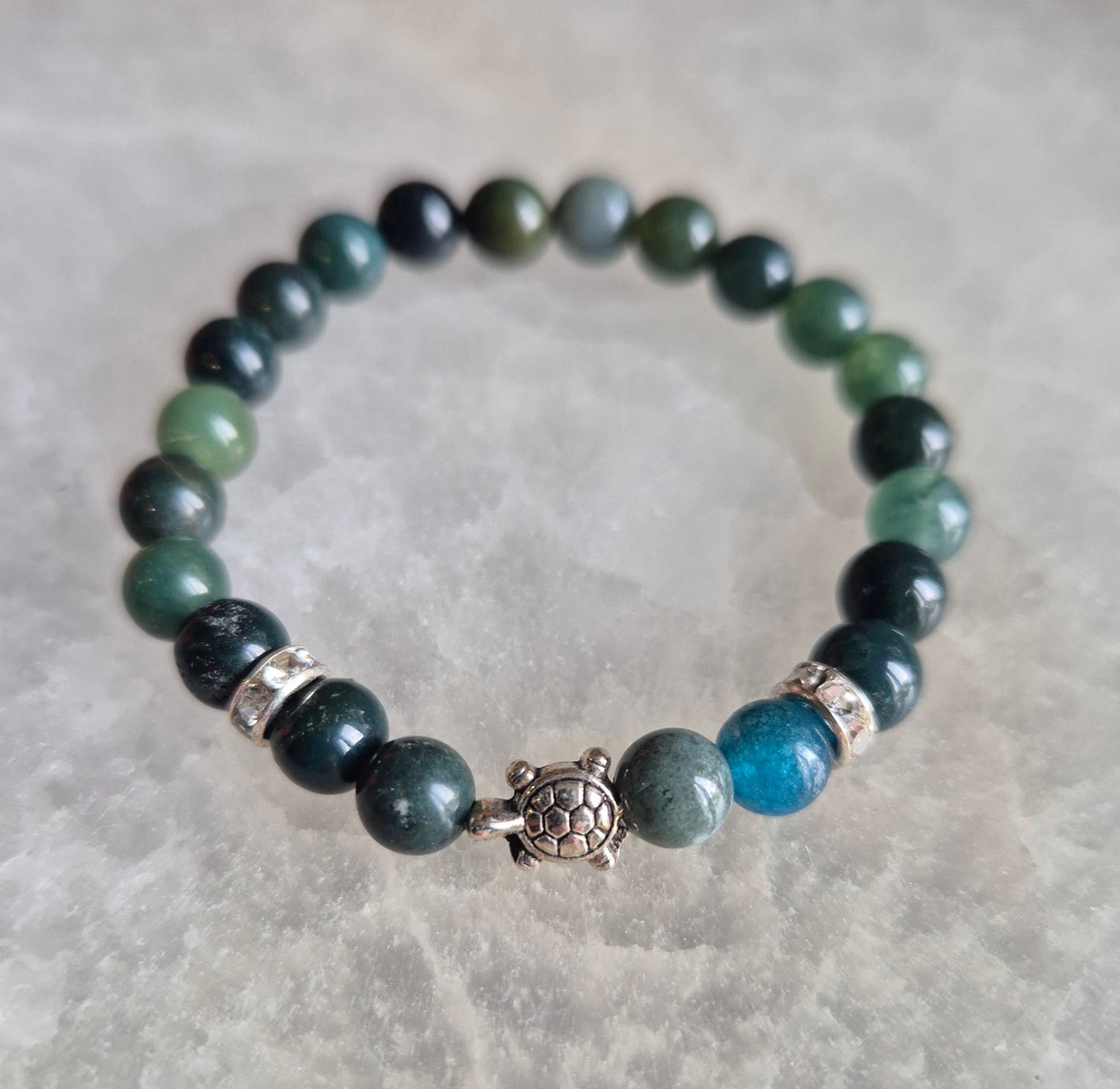 Bracelet Enfant en a Agate Mousse – Tortue - Zenencens