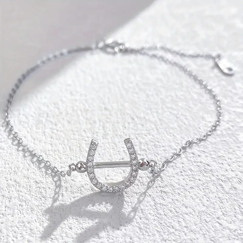 Bracelet Fer a Cheval et Strass en Argent S925