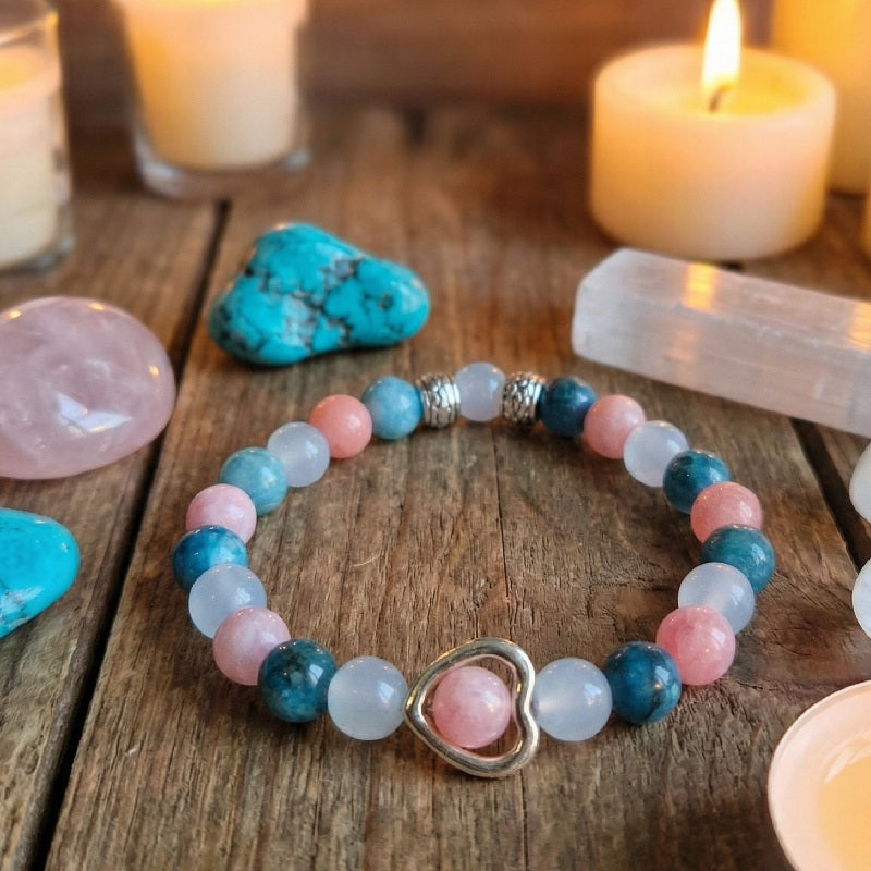 Bracelet Calcédoine Rose & Apatite Bleu