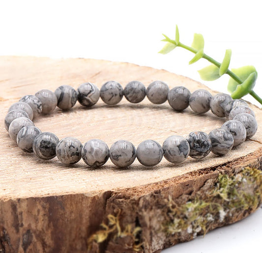 Bracelet Crazy Lace Agate Gris A 8mm
