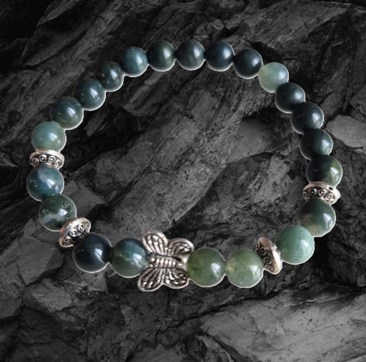 Bracelet Enfant en a Agate Mousse – Papillon