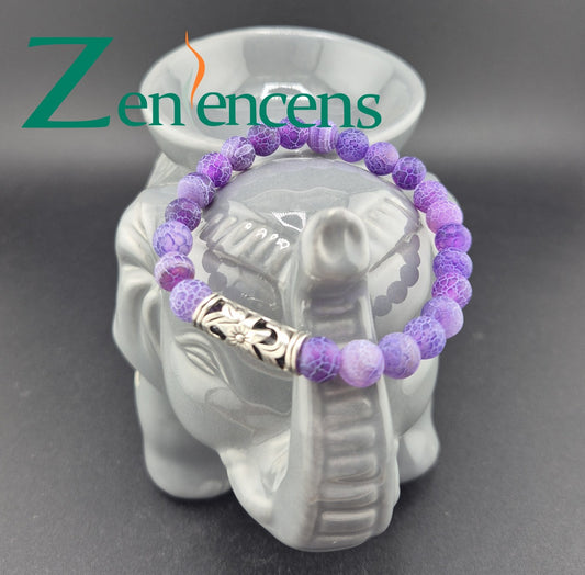 Bracelet en Pierre Agate Weathered Violette et Fleur