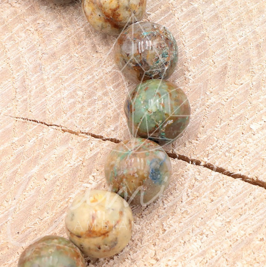 Bracelet Chrysocolle sur Sang 10mm