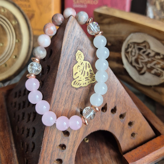 Bracelet Pierres Rose et Blanche  - Calmant et Amour