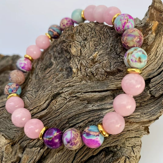 Bracelet Jasper Imperiel colore et Rose Quartz