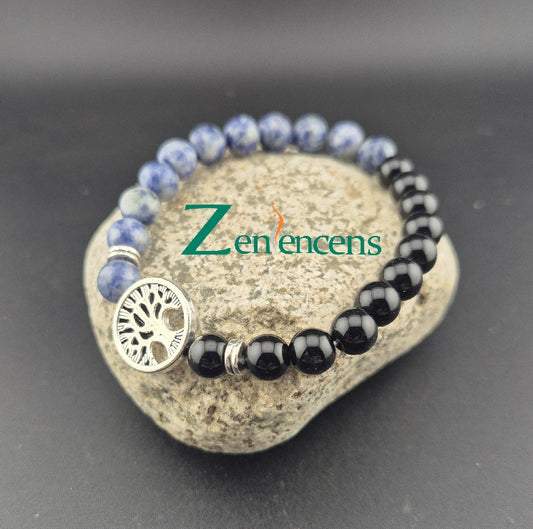 Bracelet Pierre Naturelle Sodalite et Obsidienne