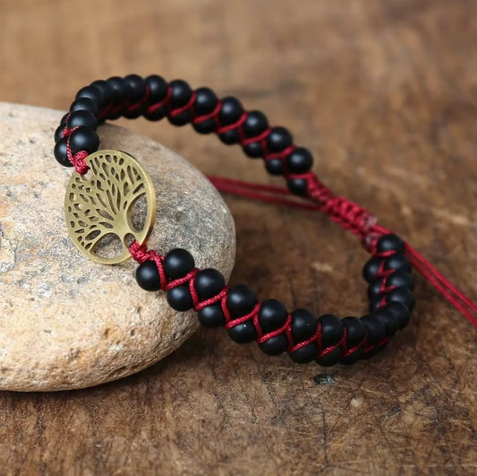 Bracelet Pierre Naturelle Tressé en Onyx