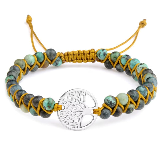 Bracelet Pierre Naturelle Tressé en Turqoise Africaine
