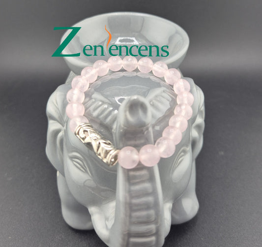 Bracelet en Pierre Quartz Rose et Fleur