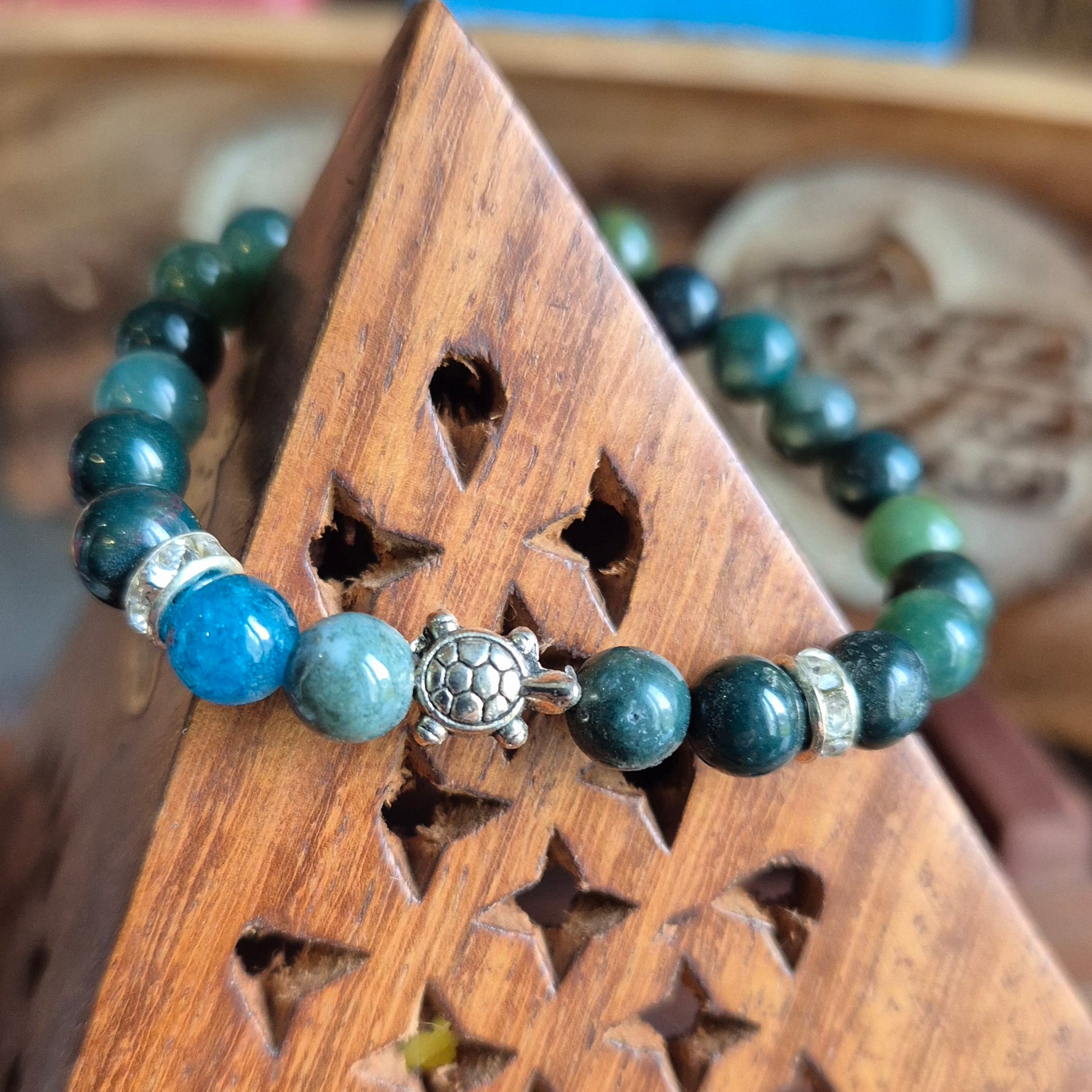 Bracelet Enfant en a Agate Mousse – Tortue - Zenencens