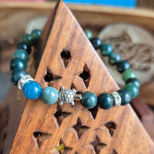 Bracelet Enfant en a Agate Mousse – Tortue - Zenencens