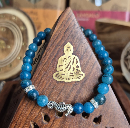 Bracelet en Apatite avec Hippocampe