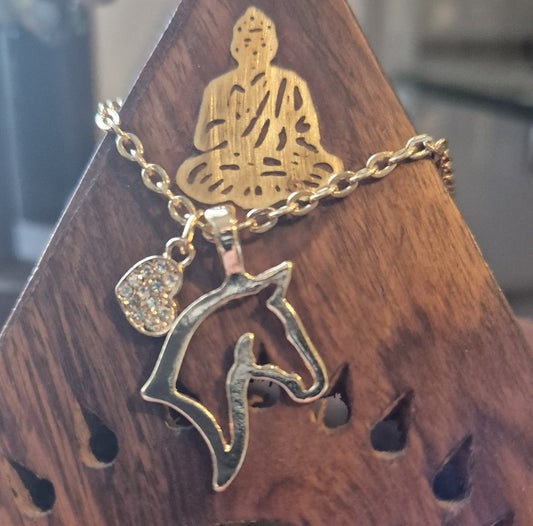 Bracelet Tête de Cheval & Cœur Strassé - Zenencens