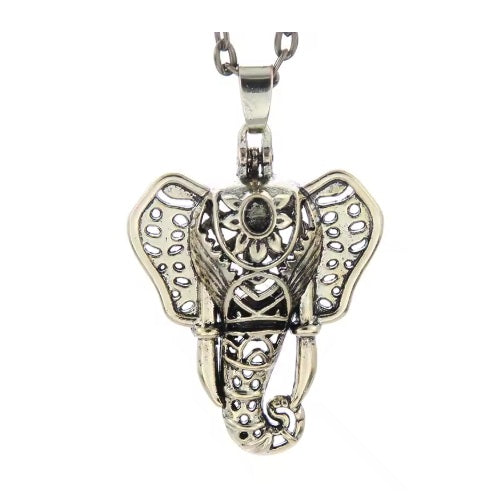 Collier Petite Sphere Diffuseur Elephant Or Antique