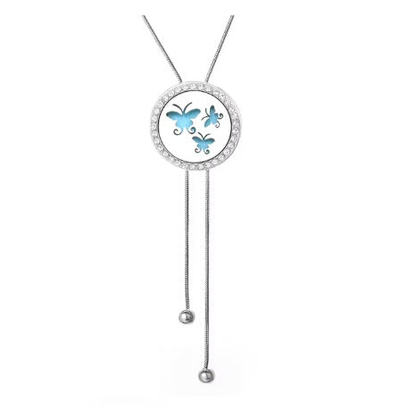 Collier Diffuseur Papillons avec Strass