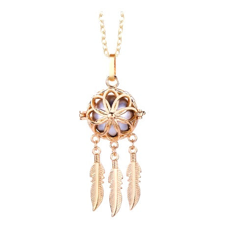 Collier Diffuseur Fleur Attrape Reves Or