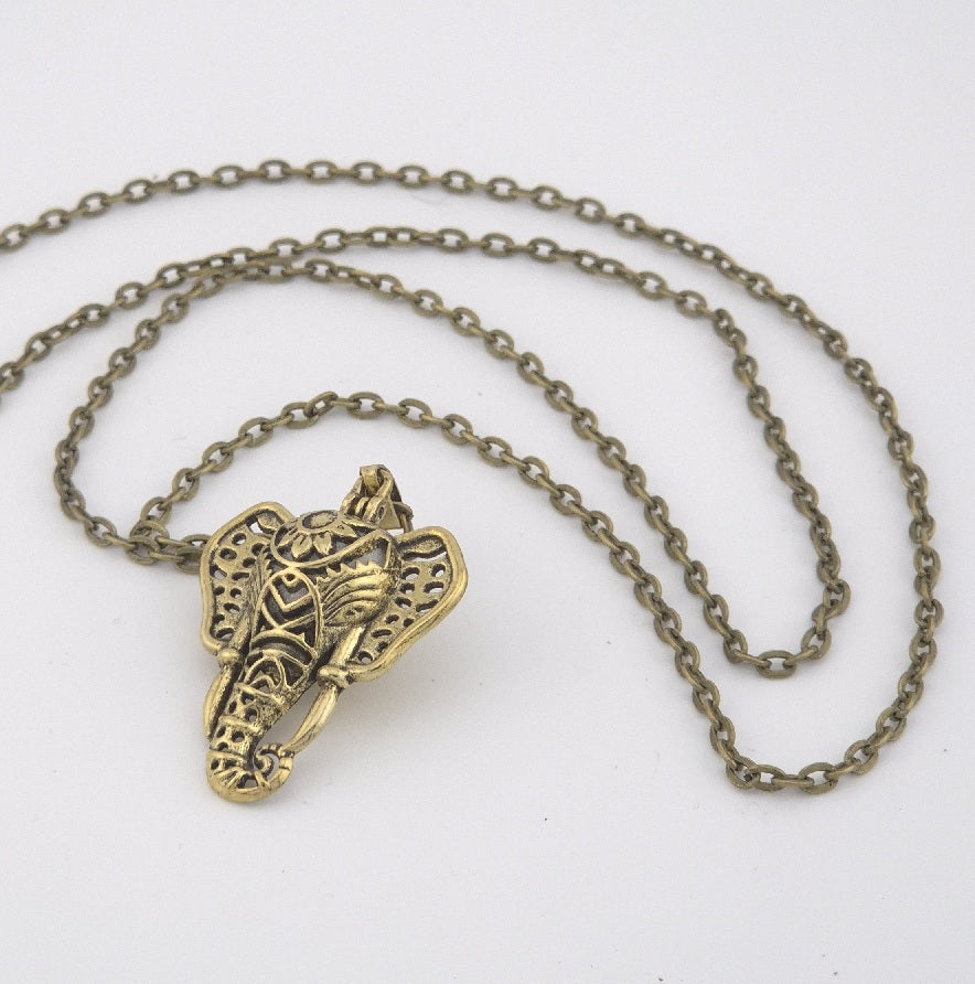 Collier Petite Sphere Diffuseur Elephant Or Antique