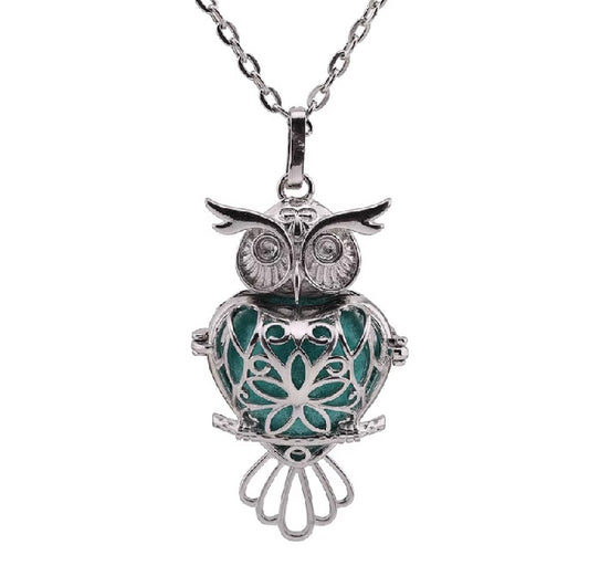 Collier Sphere Diffuseur Hibou Argent