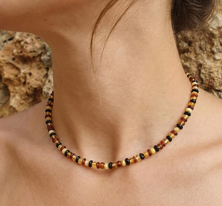 Collier Ambre Miel Multicolore Lituanie