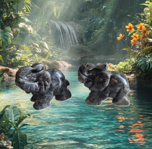 Elephant Figurine Larvikite 40mm - Zenencens