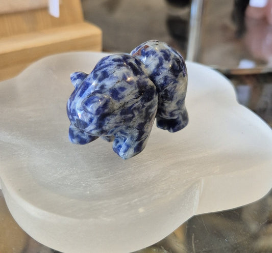 Figurine Ours en Jasper Blue Spot