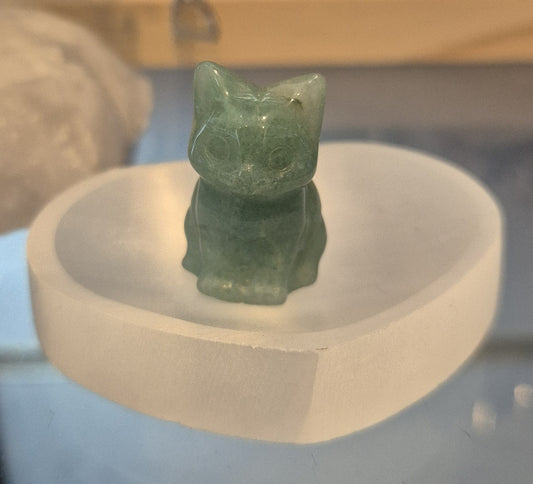 Figurine Chat en Aventurine Verte