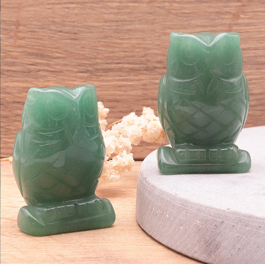 Chouette Figurine Aventurine Vert 50mm - Zenencens