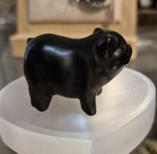 Figurine Cochon en Obsidienne