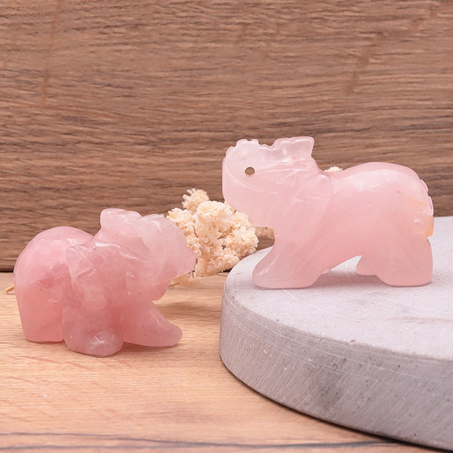 Elephant Figurine Rose Quartz 50mm - Zenencens