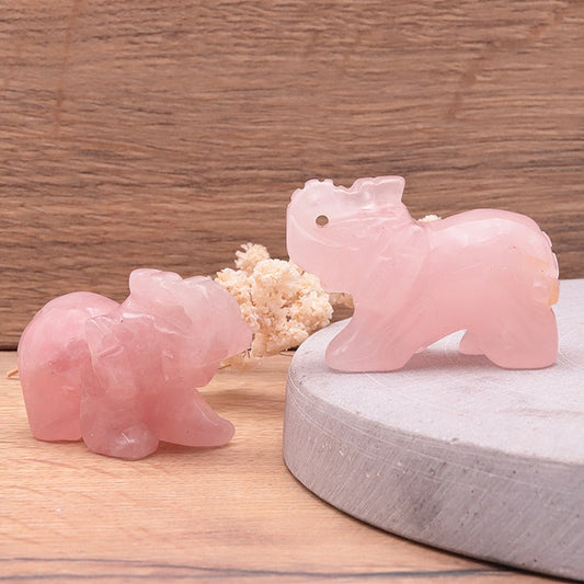 Elephant Figurine Rose Quartz 50mm - Zenencens