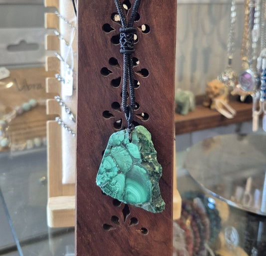 Pendentif Tranche de Malachite Brute