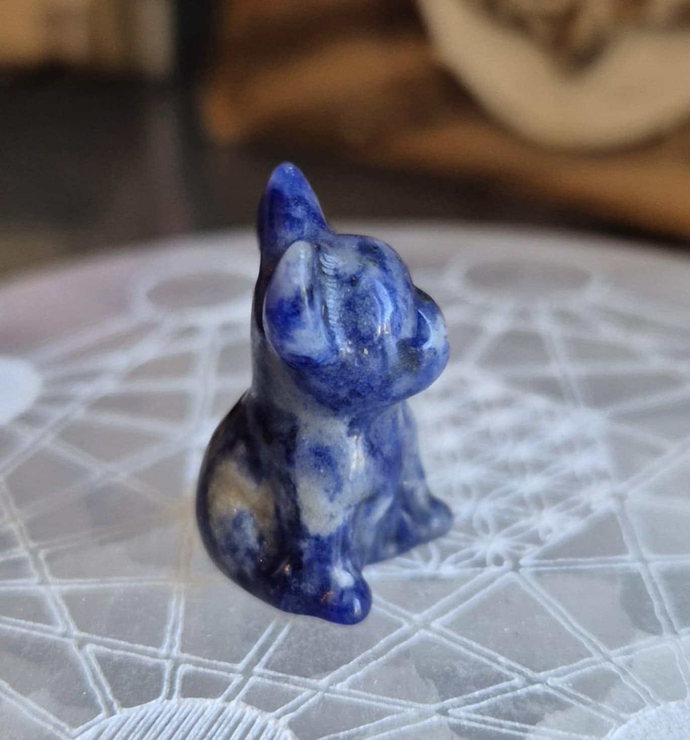 Figurine Mini Bulldog Jasper Bleu Spot