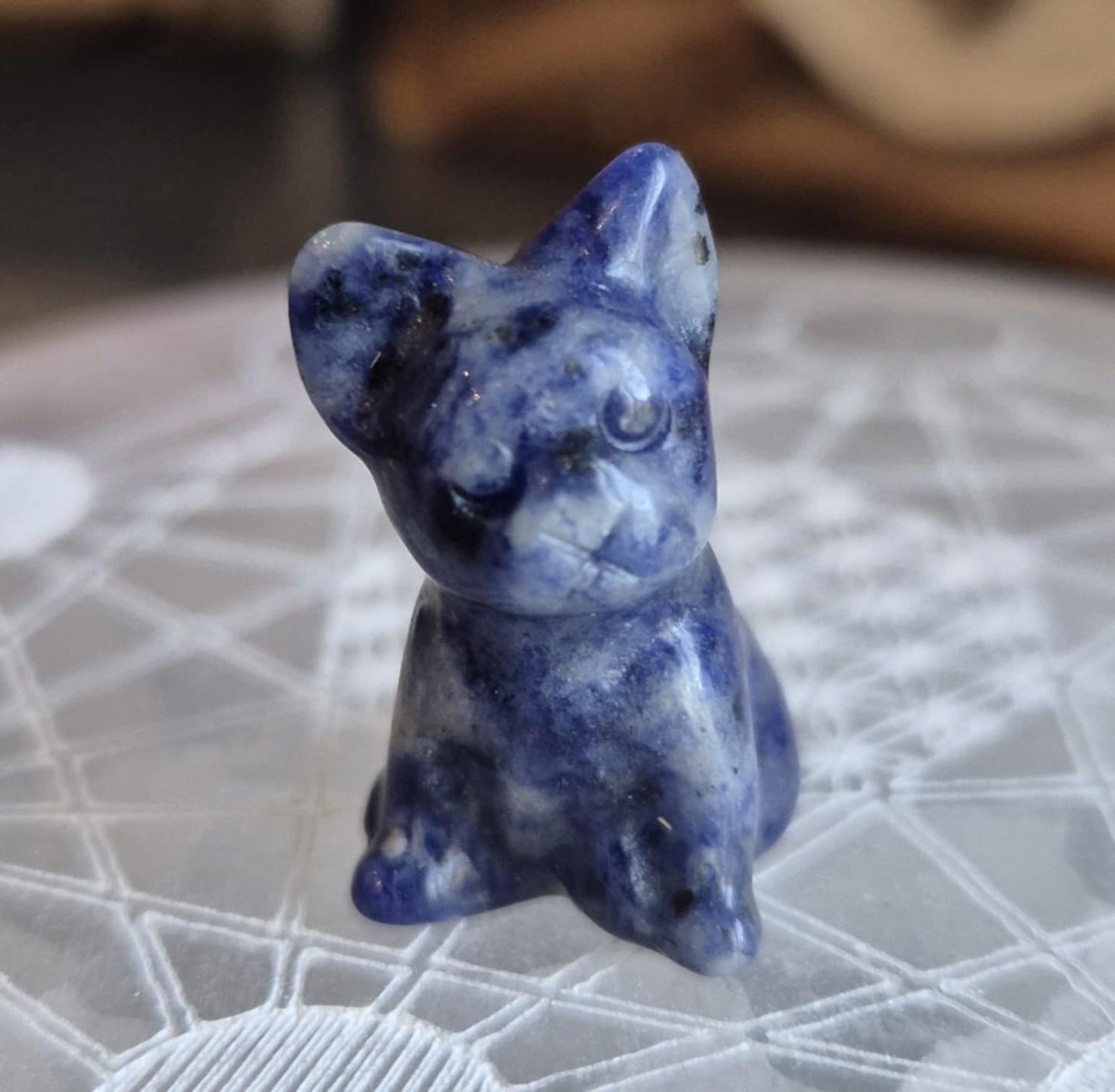 Figurine Mini Bulldog Jasper Bleu Spot