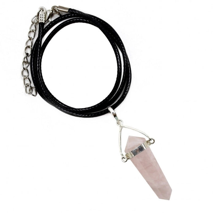 Pendentif en Point avec Cordon - Quartz Rose