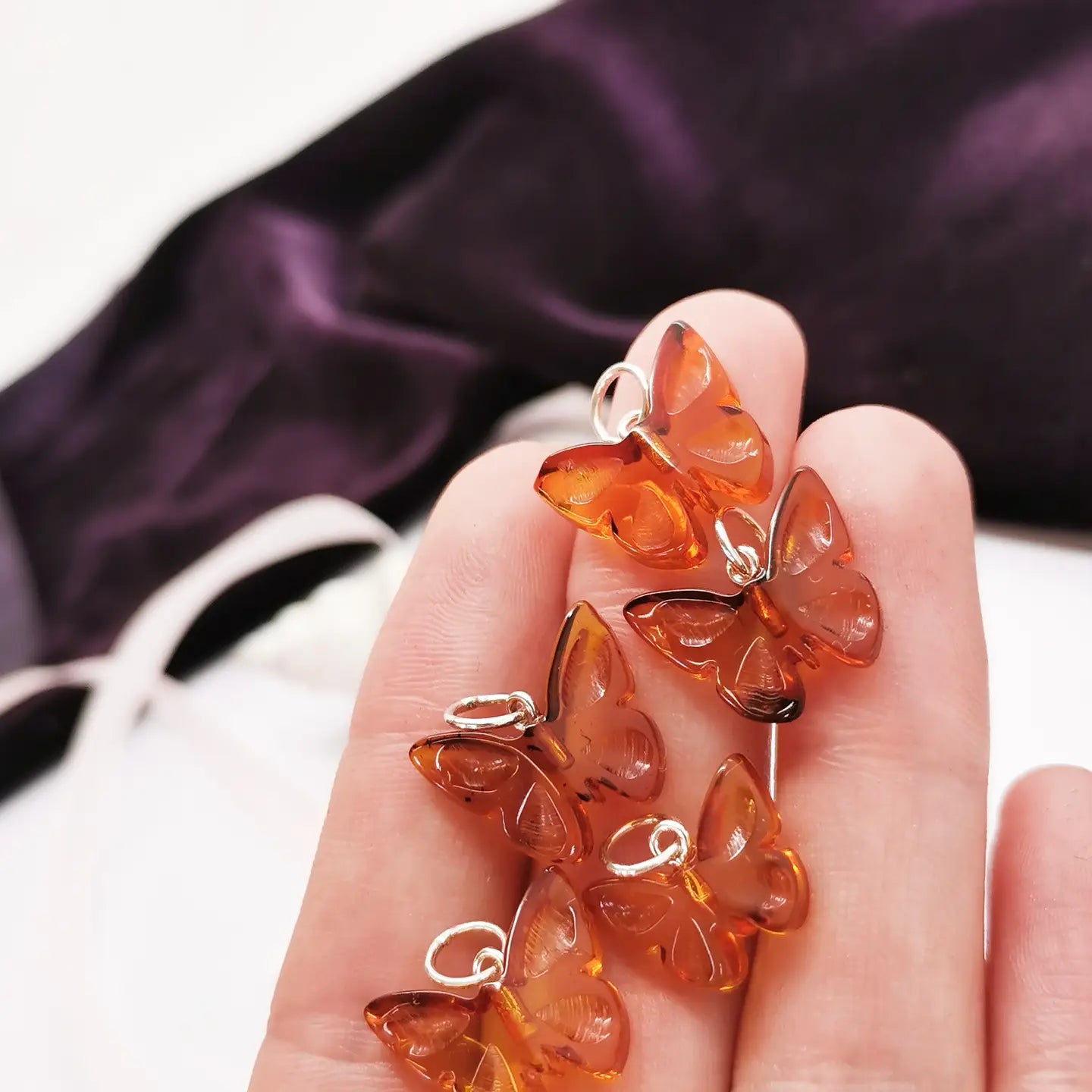 Pendentif Papillon en Ambre Baltique