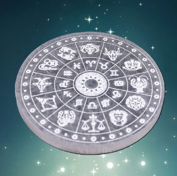Plaque de Sélénite Cercle de Zodiac 14cm - Zenencens
