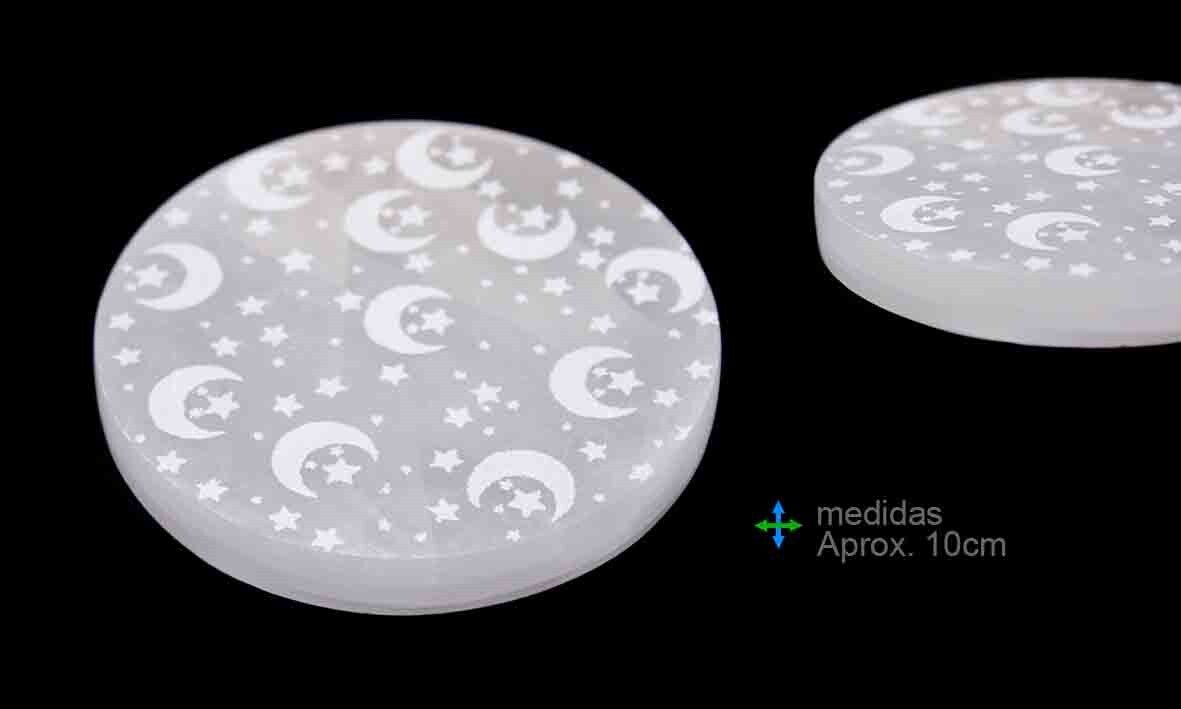 Plaque de Sélénite Lunes et Etoiles - Zenencens