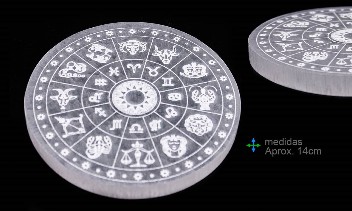 Plaque de Sélénite Cercle de Zodiac 14cm - Zenencens