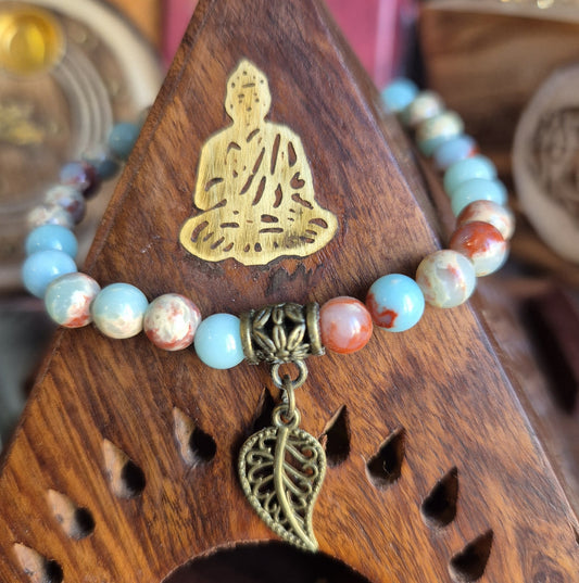 Bracelet Shoushan, Jaspe Imperial et Feuille - Zenencens